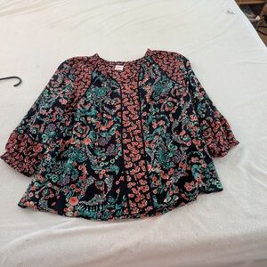 Bila Black and Red Floral Blouse